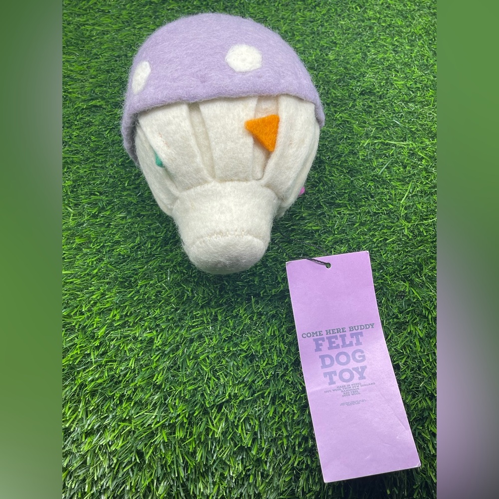 Fair Trade Mushroom Dog Felt Toy, Lavender, NWT - Picture 7 of 7